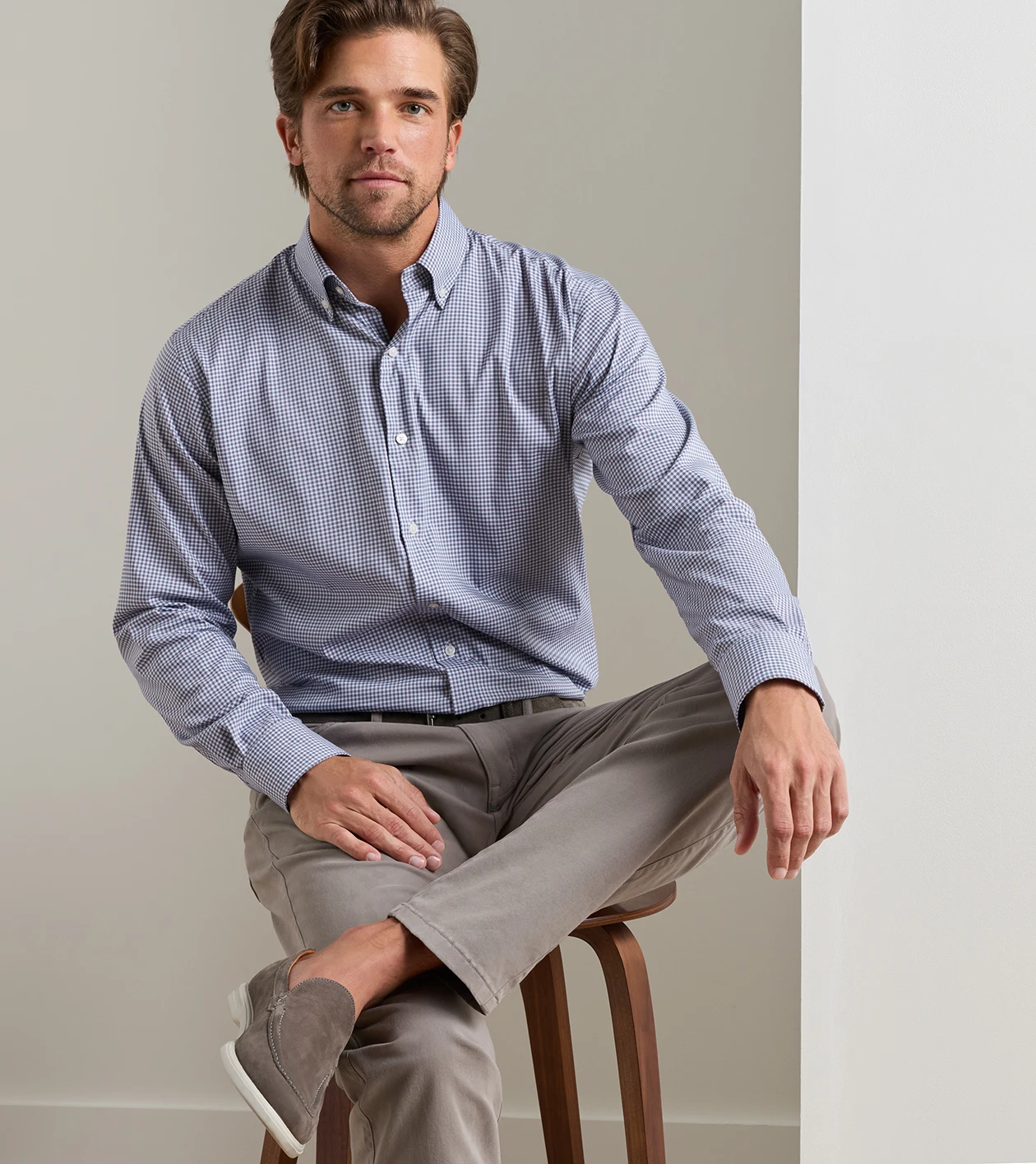 Gregory Crown Lite Cotton-Stretch Sport Shirt in PURPLE FIG - Alternate Image 1
