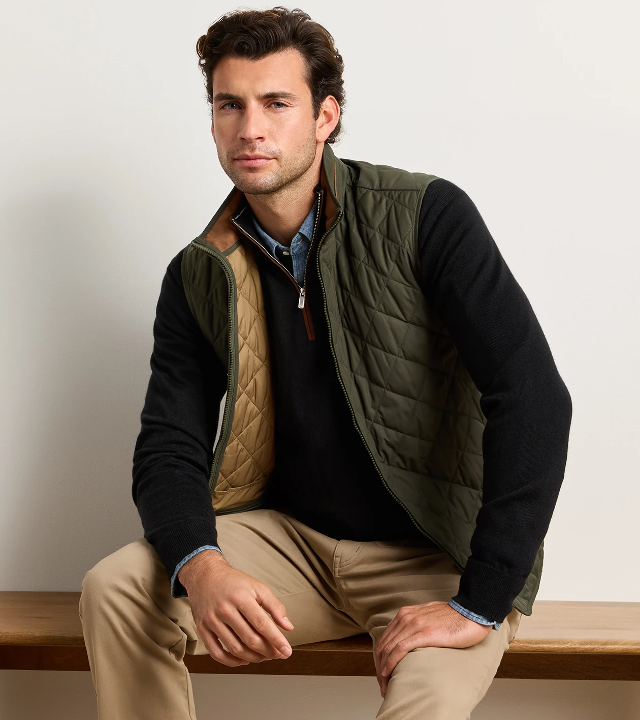 Essex Vest in Dark Olive - Alternate Image 1