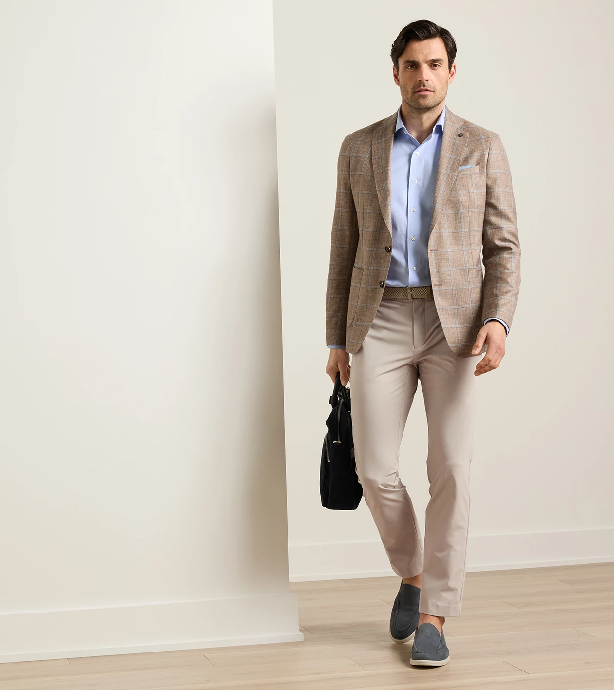 Bowen Windowpane Soft Jacket in NUTMEG - Alternate Image 1