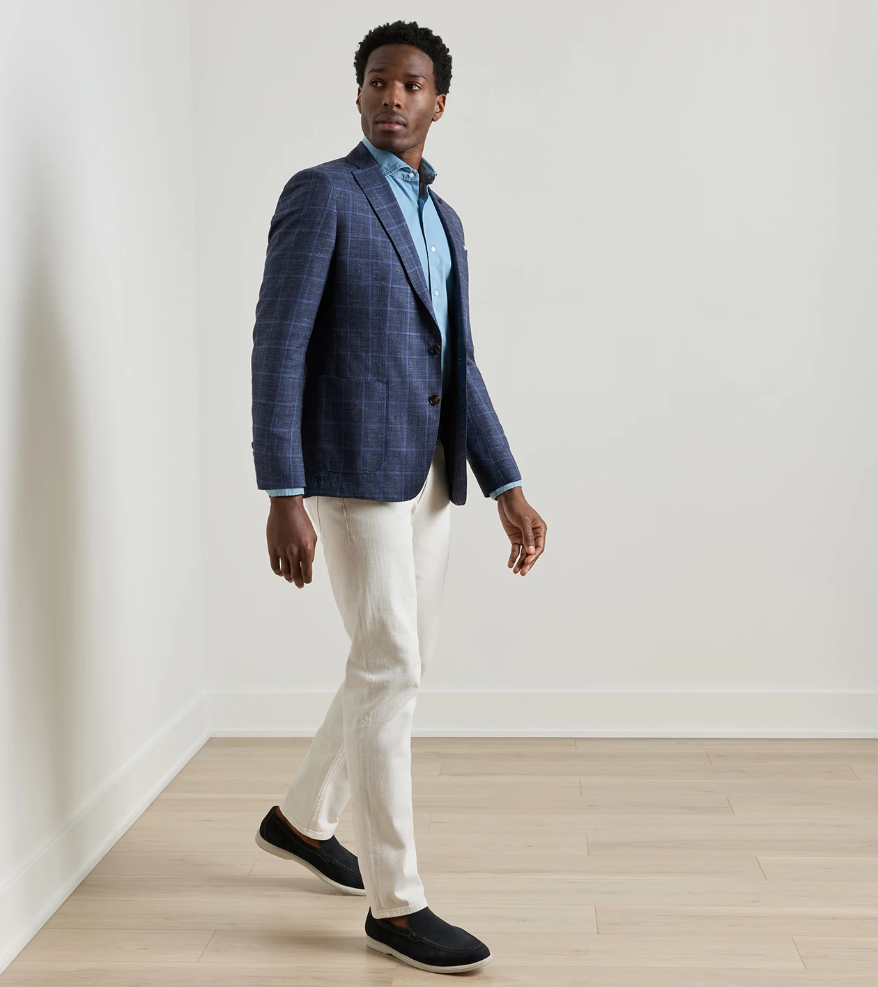 Bradford Windowpane Soft Jacket in Navy - Alternate Image 1