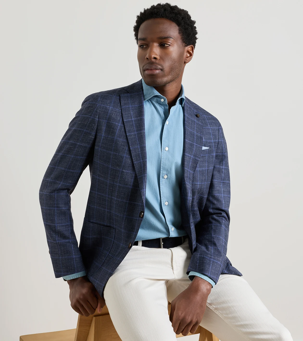 Bradford Windowpane Soft Jacket in Navy - Alternate Image 4