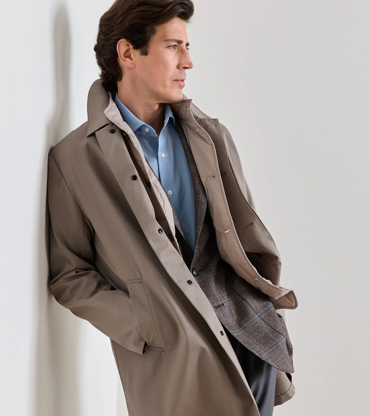 Arden Windowpane Soft Jacket in ASH BROWN - Alternate Image 5
