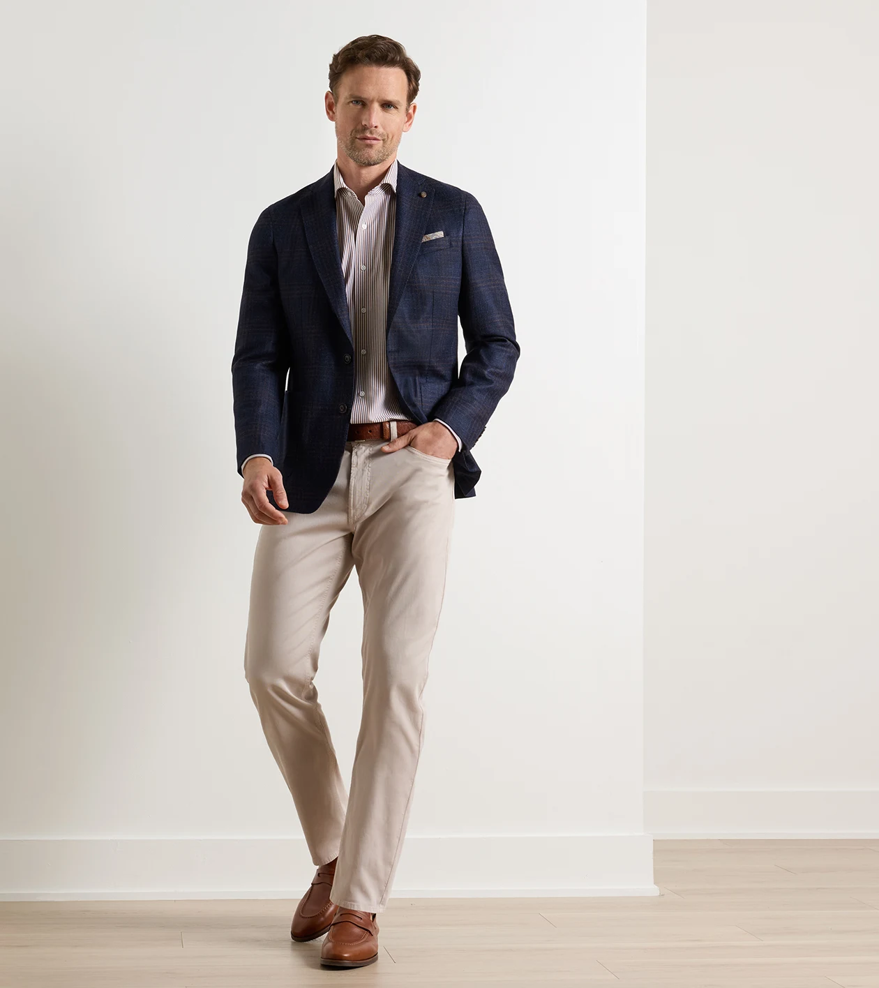 Collins Plaid Soft Jacket in Navy - Alternate Image 1