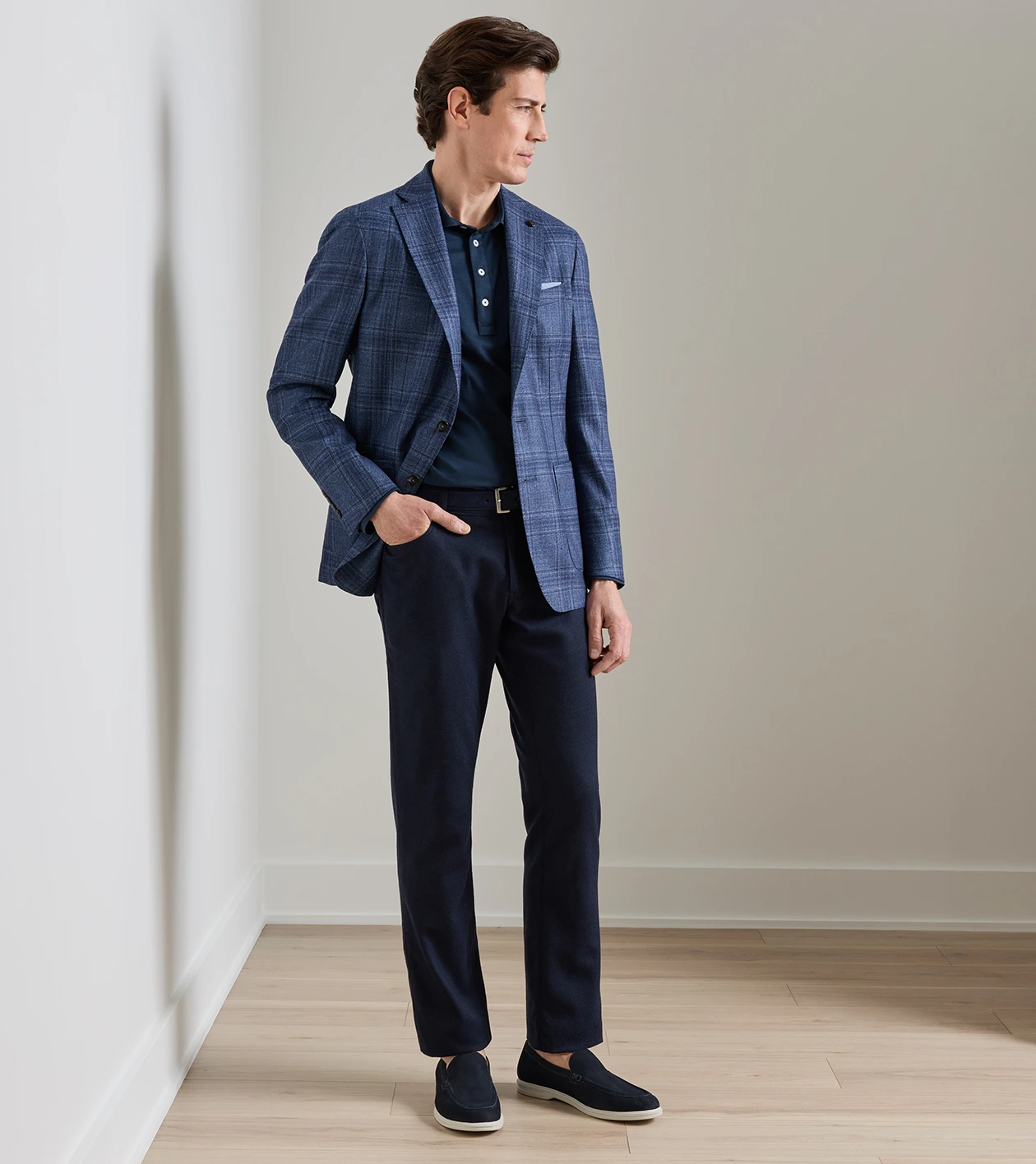 Davies Plaid Soft Jacket in CADET - Alternate Image 1