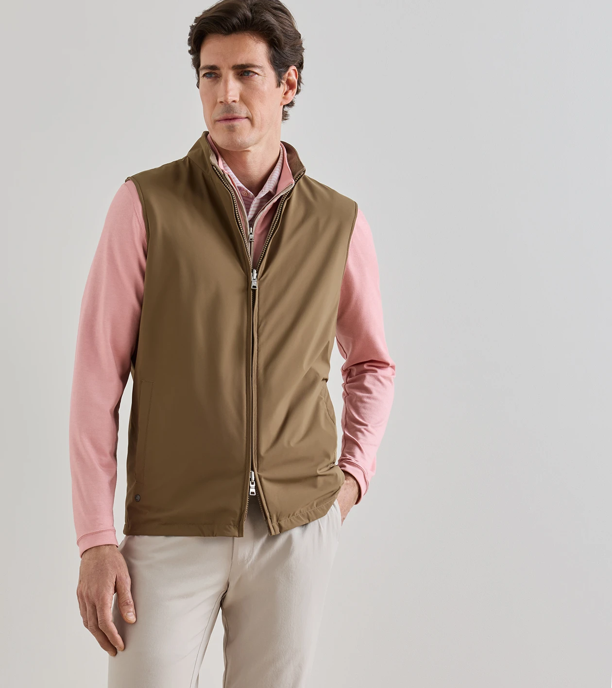 Ryder Reversible Vest in LIGHT MOCHA - Alternate Image 1