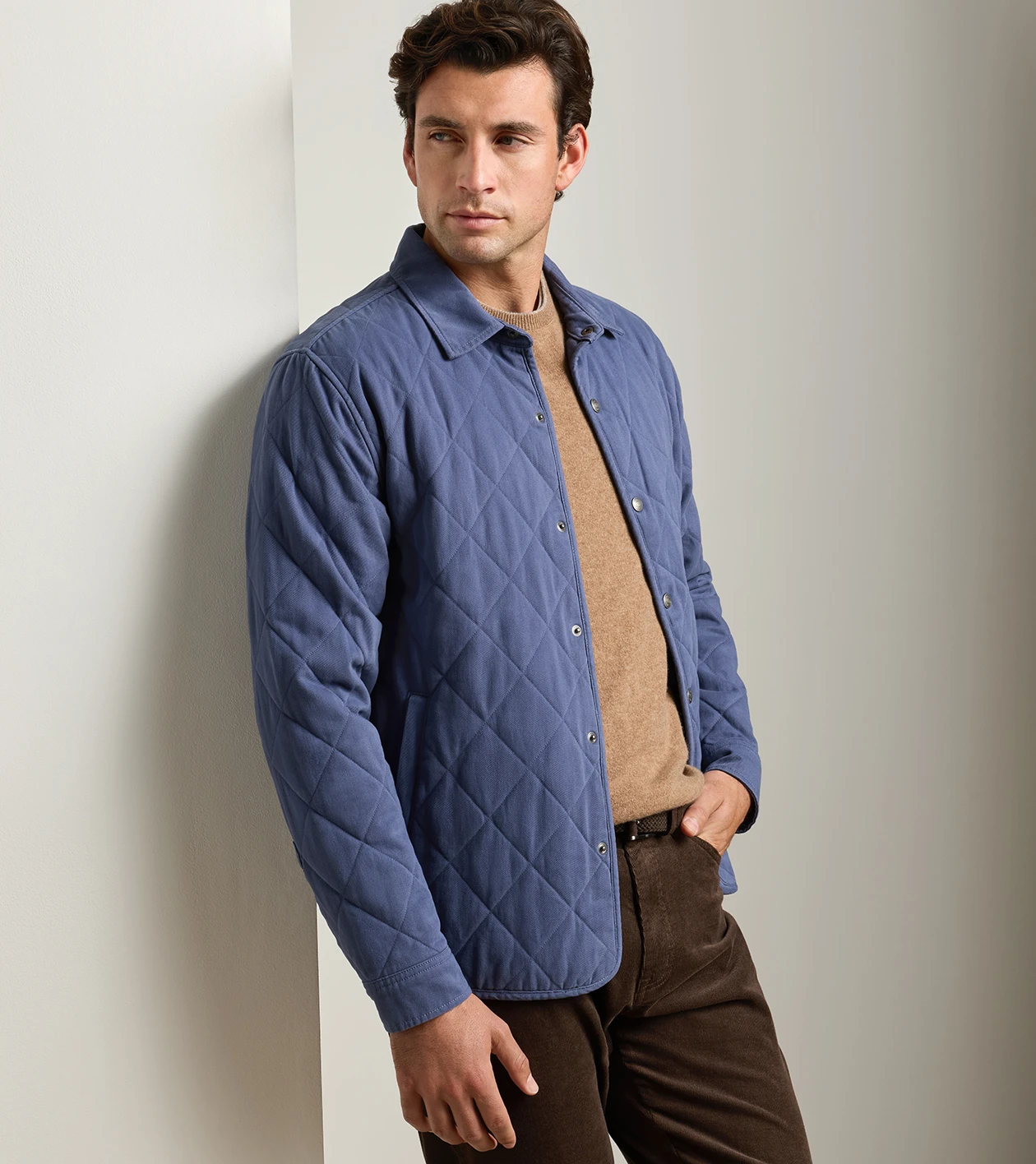 Chatham Cotton Cashmere Shirt Jacket in CROWN BLUE - Alternate Image 1