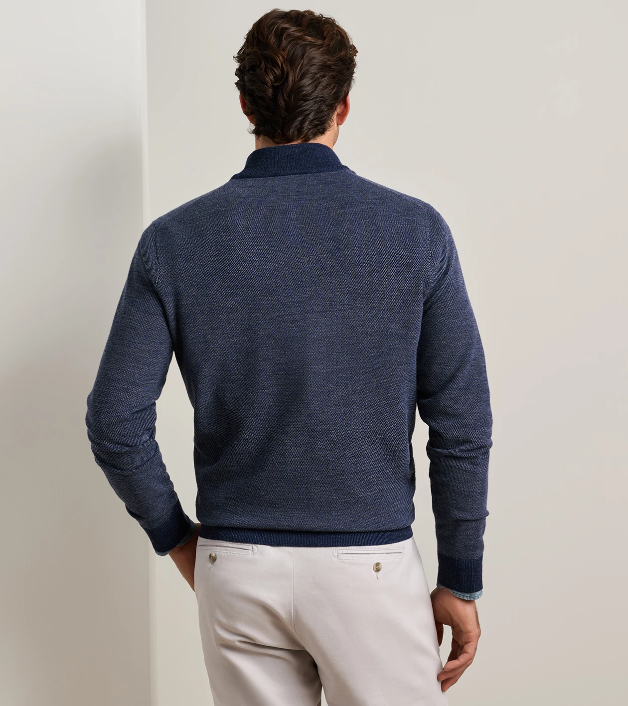 Blair Birdseye Quarter-Zip Sweater in Navy - Alternate Image 2