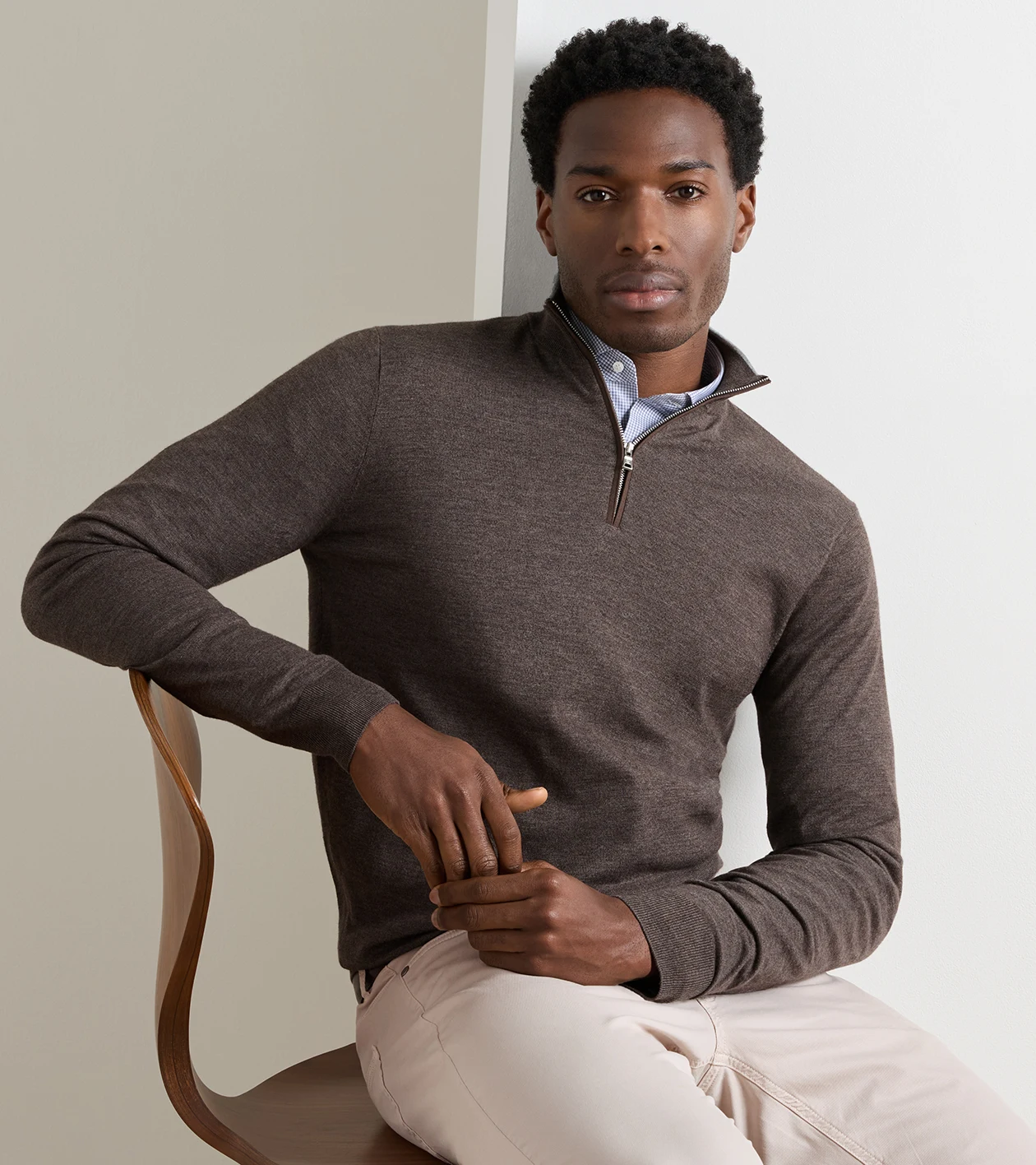 Excursionist Flex Quarter-Zip Sweater in ASH BROWN - Alternate Image 1