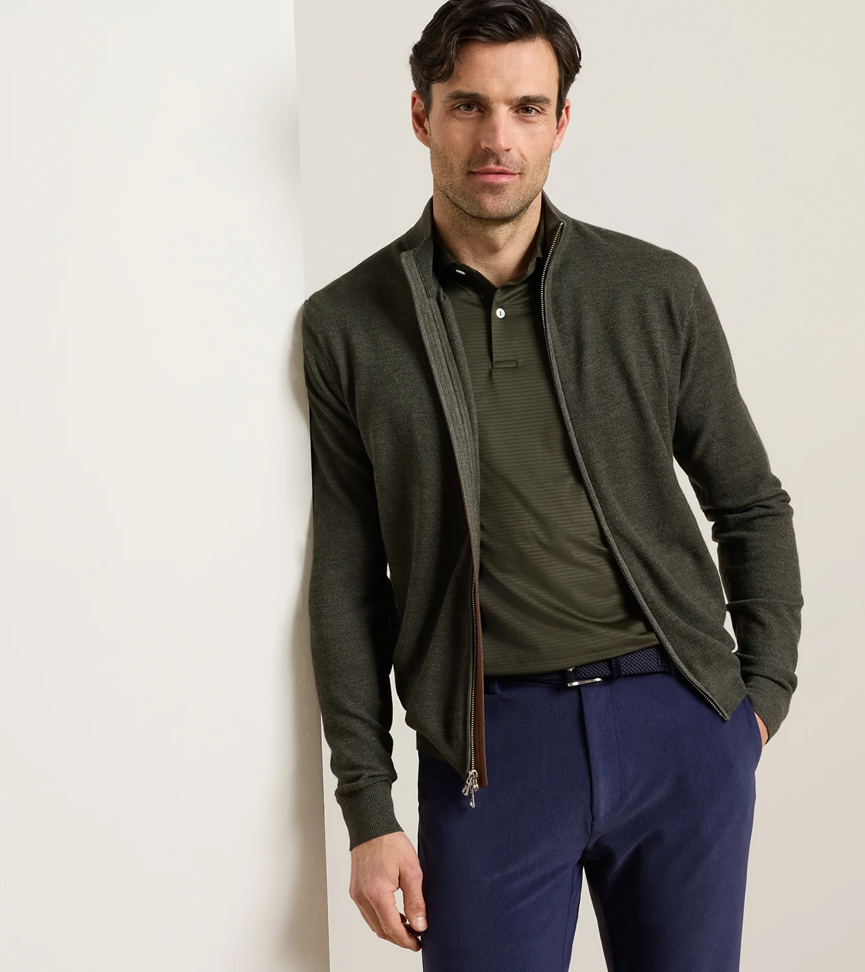 Excursionist Flex Full Zip Sweater in Dark Olive - Alternate Image 1