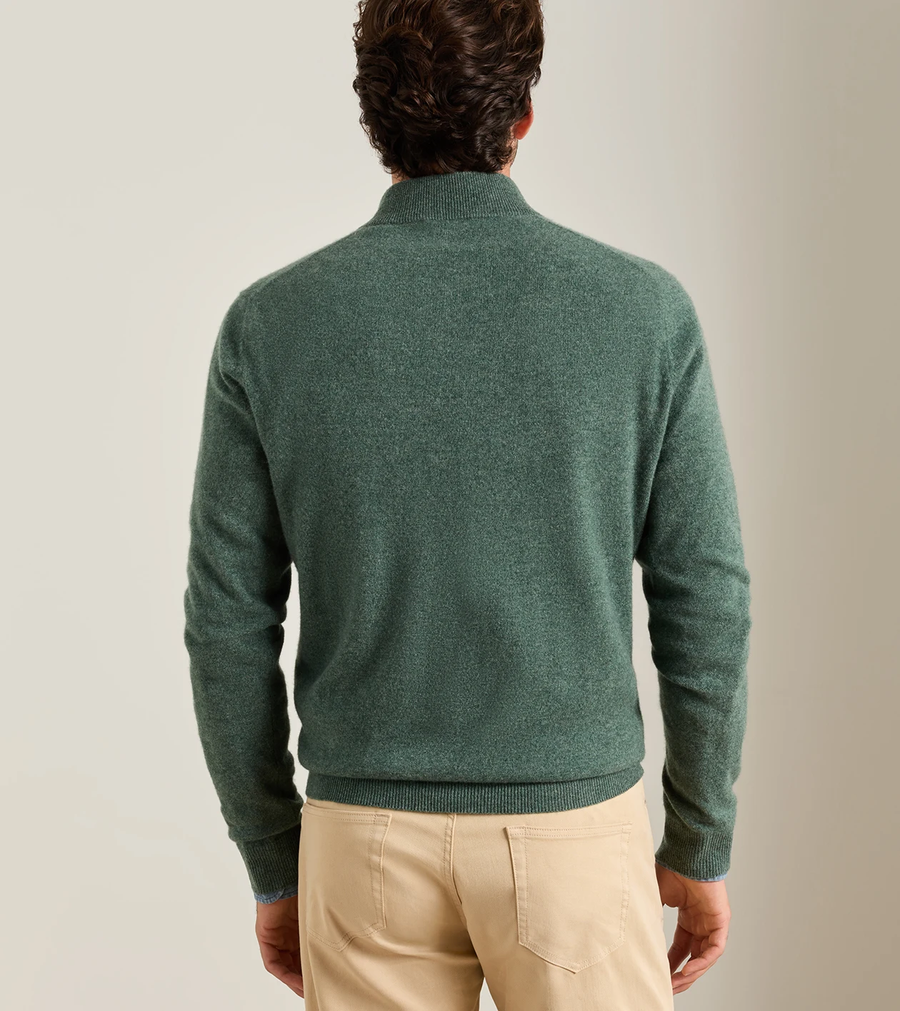 Crown Anniversary Cashmere Quarter Zip Sweater in IVY - Alternate Image 2