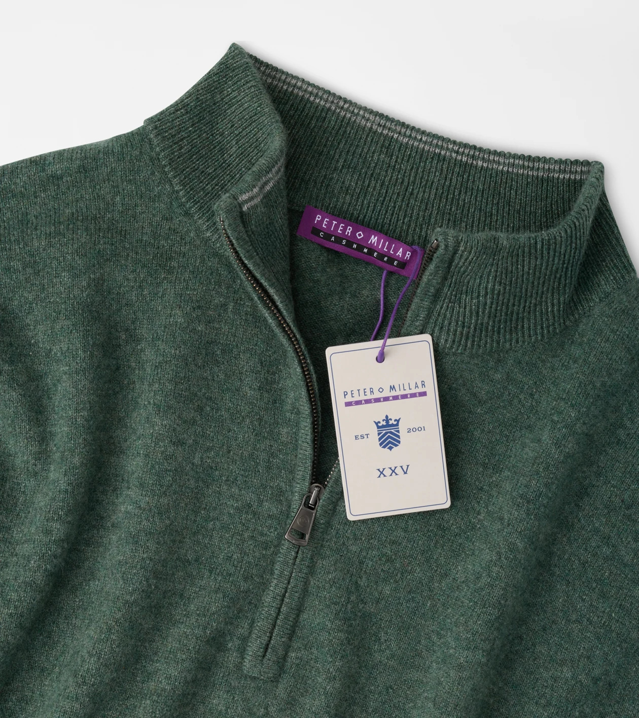 Crown Anniversary Cashmere Quarter Zip Sweater in IVY - Alternate Image 5