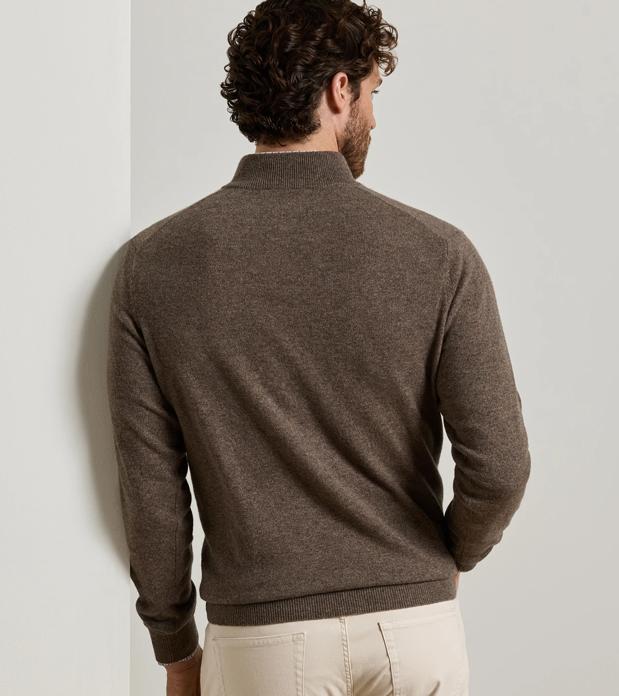 Crown Anniversary Cashmere Quarter Zip Sweater in SAWGRASS - Alternate Image 2