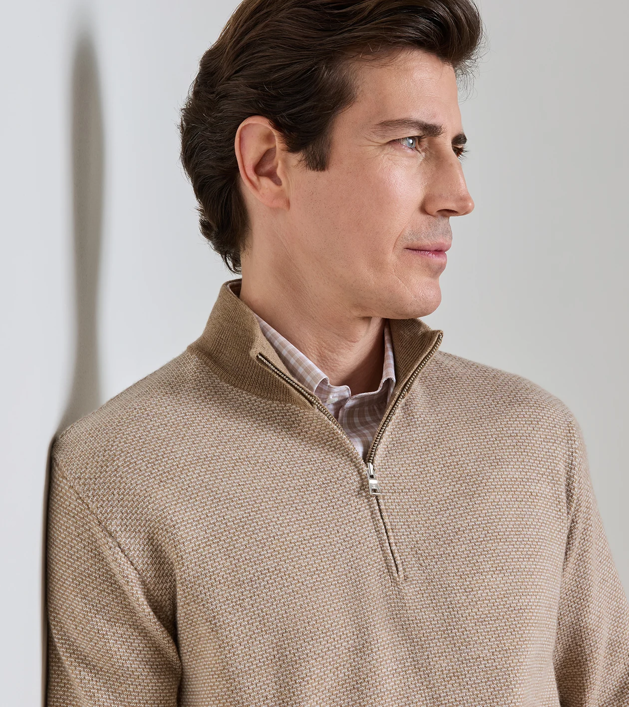 Ashland Quarter-Zip Sweater in NUTMEG - Alternate Image 3