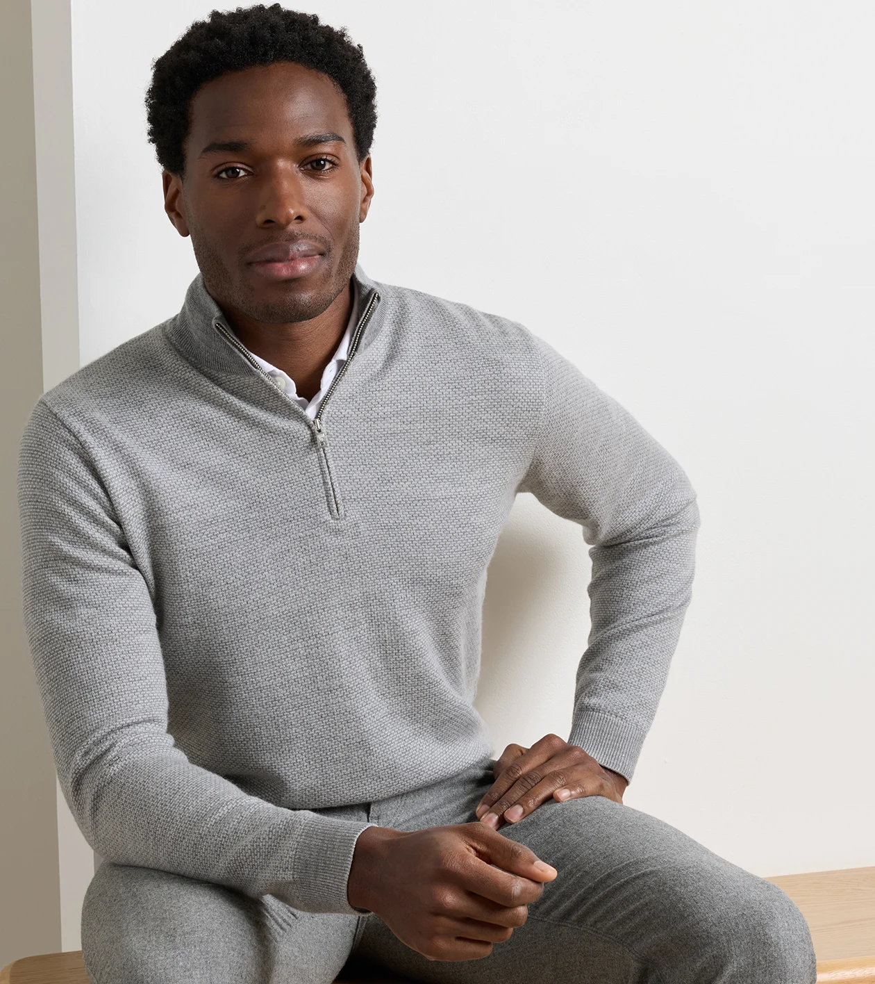 Ashland Quarter-Zip Sweater in Gale Grey - Alternate Image 1