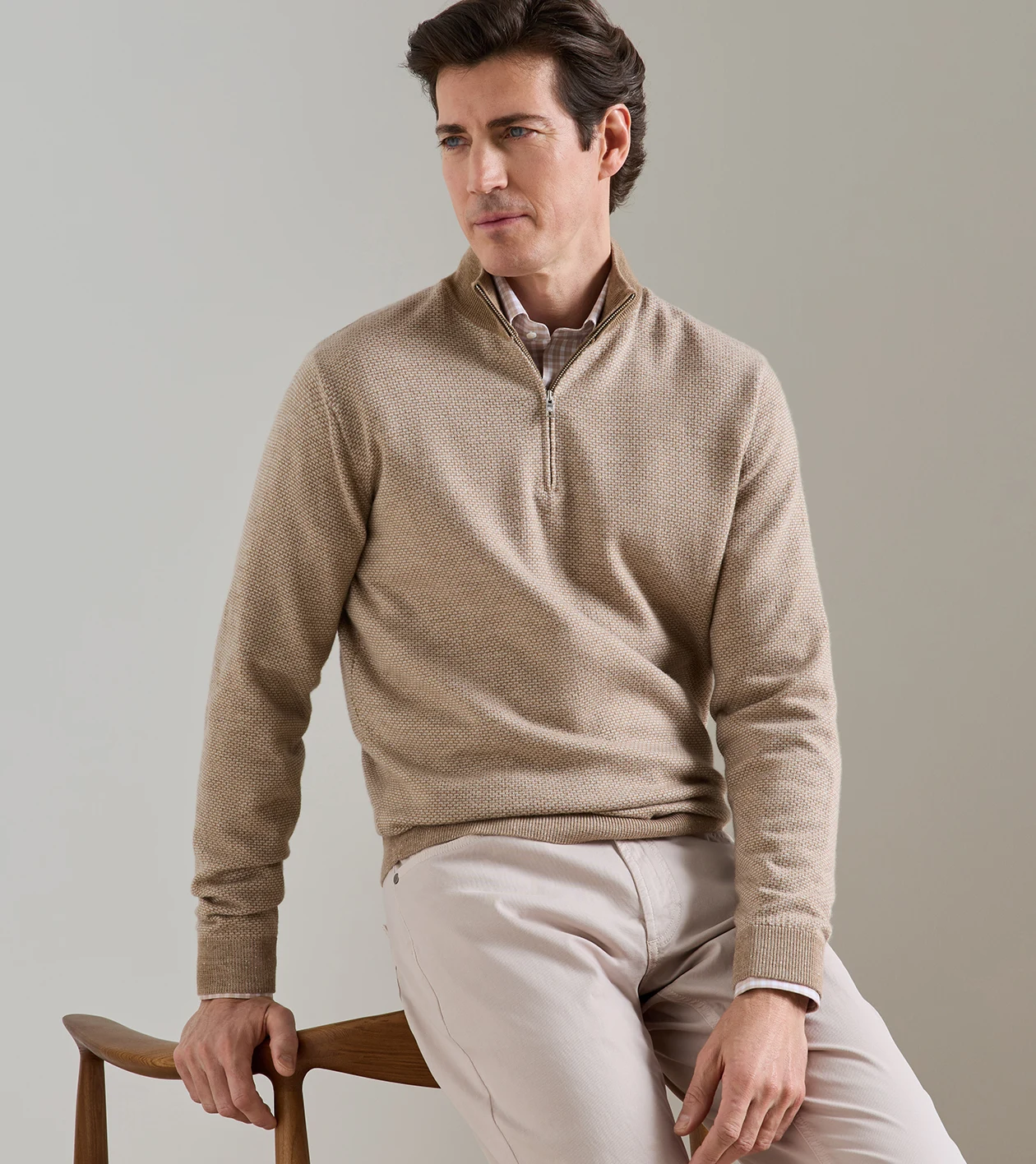 Ashland Quarter-Zip Sweater in NUTMEG - Alternate Image 1