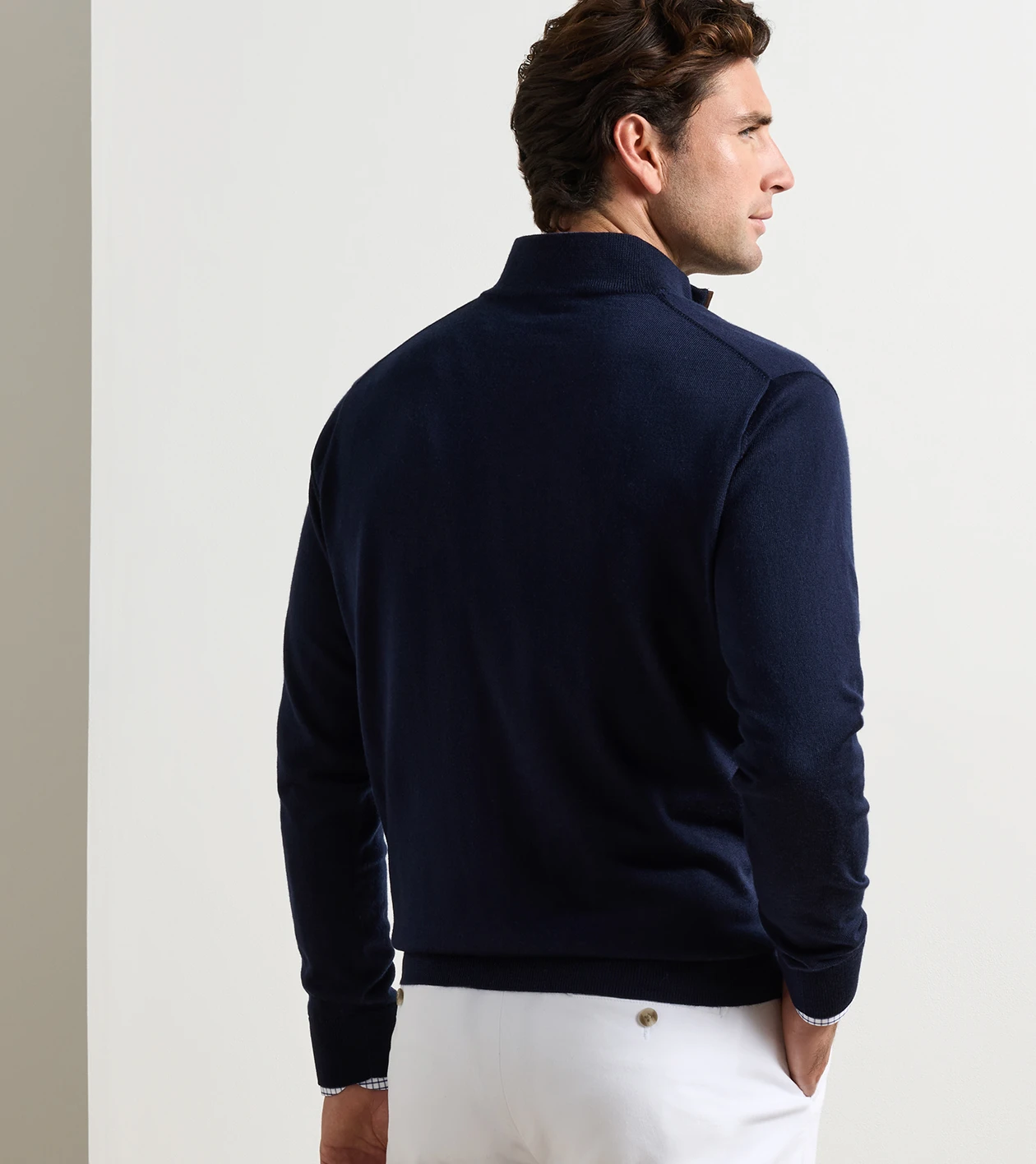 Autumn Crest Suede Trim Quarter-Zip in Navy - Alternate Image 2