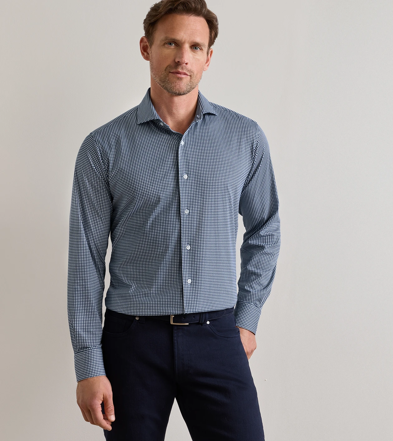Excursionist Flex Gingham Sport Shirt in CADET - Alternate Image 1