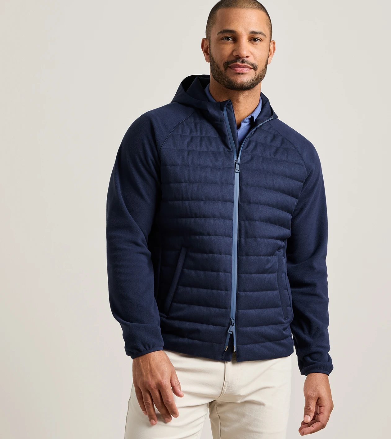 Parks Hybrid Hoodie Jacket in Navy - Alternate Image 1