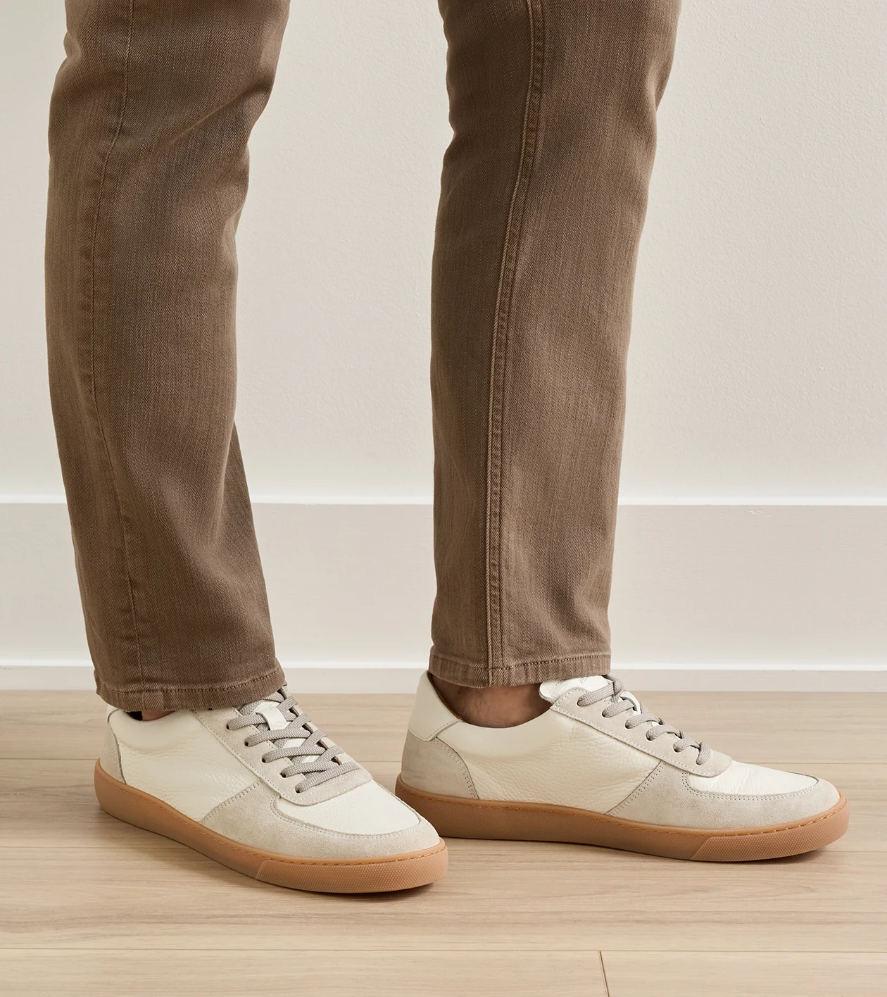 Odyssey Deerskin and Suede Sneaker in Ivory - Alternate Image 1
