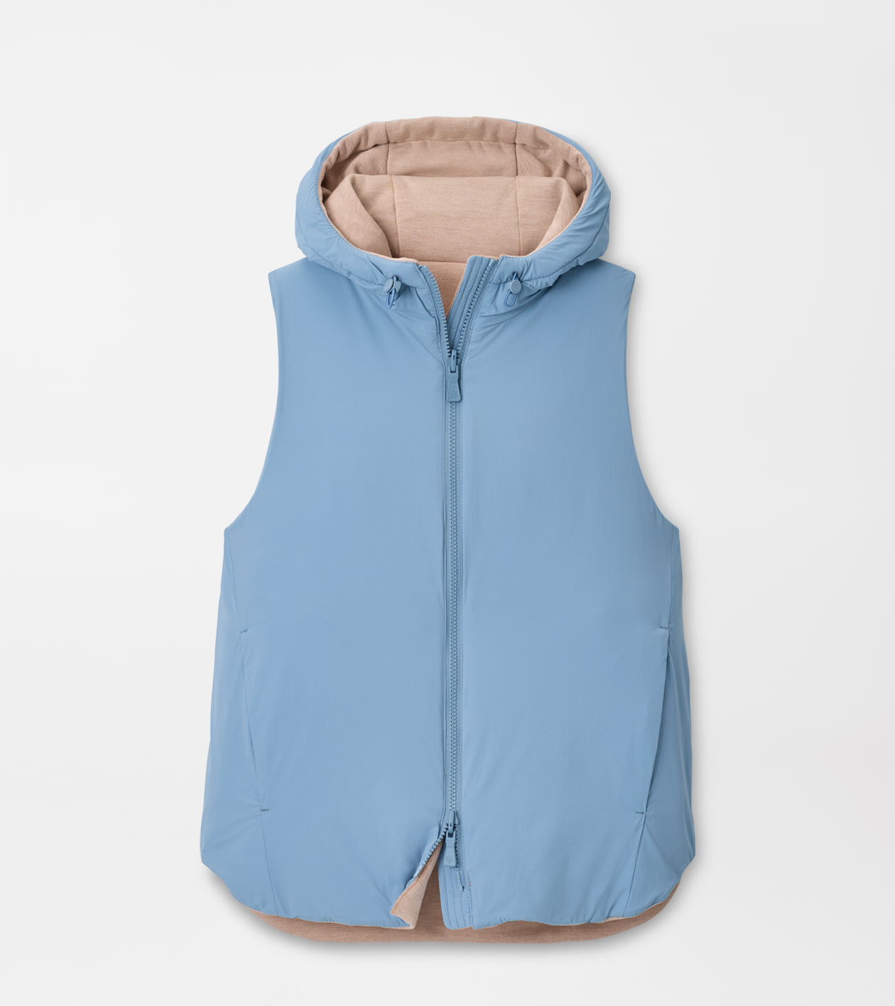 Flora Reversible Gilet With Hood in CAMEL/RAINWATER - Alternate Image 1