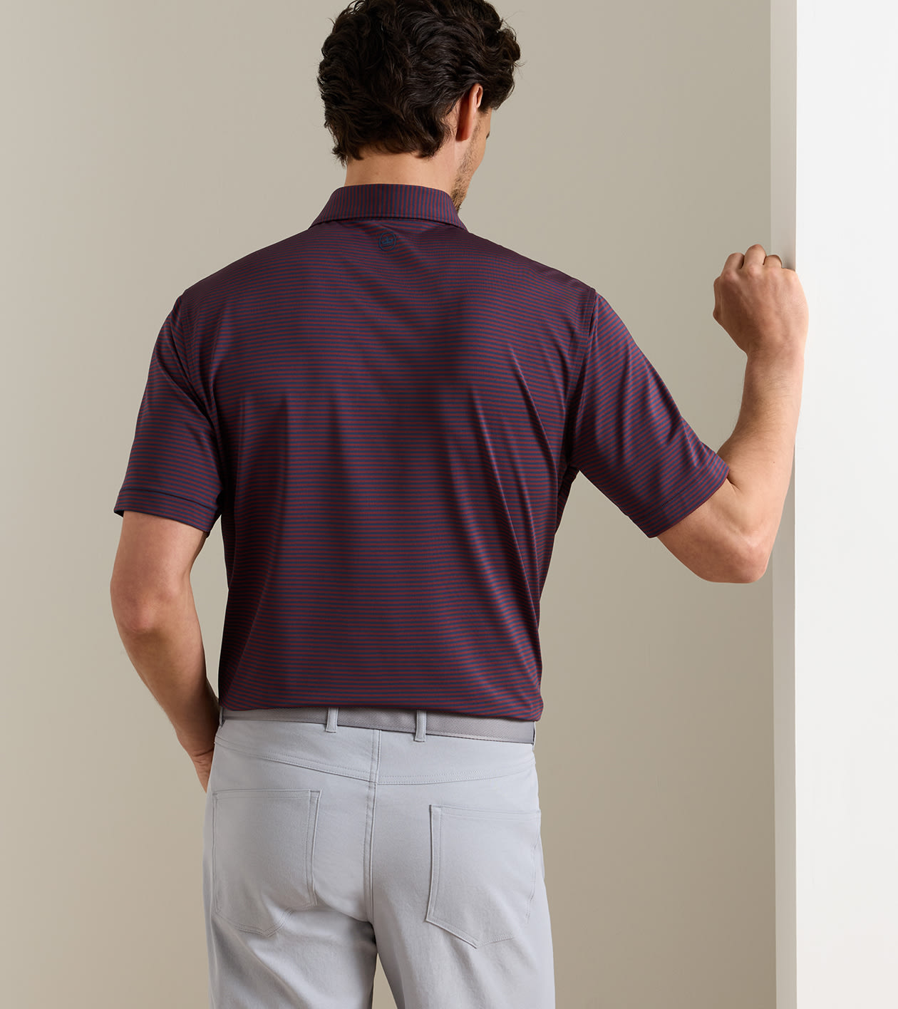 Hales Performance Jersey Polo in NAVY / BORDEAUX - Alternate Image 2