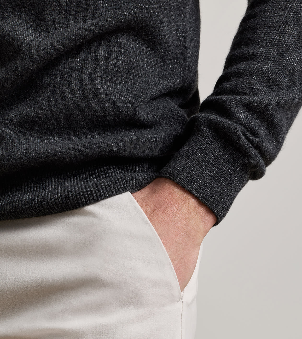 25th Anniversary Cashmere Quarter-Zip Jumper in Charcoal - Alternate Image 3