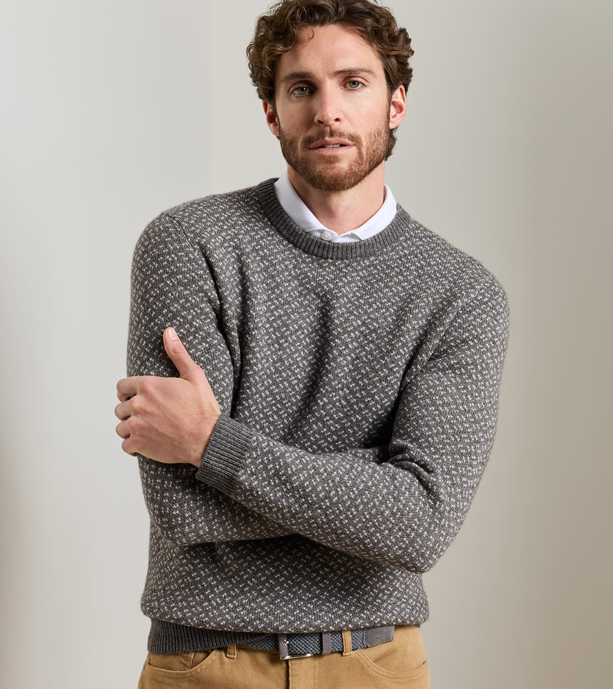 Crescent Nordic Crewneck Sweater in OSLO GREY - Alternate Image 1