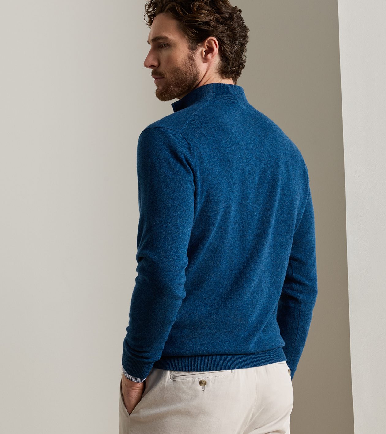25th Anniversary Cashmere Quarter-Zip Sweater in Ocean Blue - Alternate Image 2
