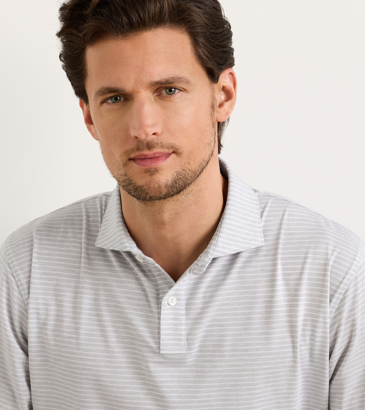 ETC Stripe Performance Jersey Polo in British Grey - Alternate Image 3