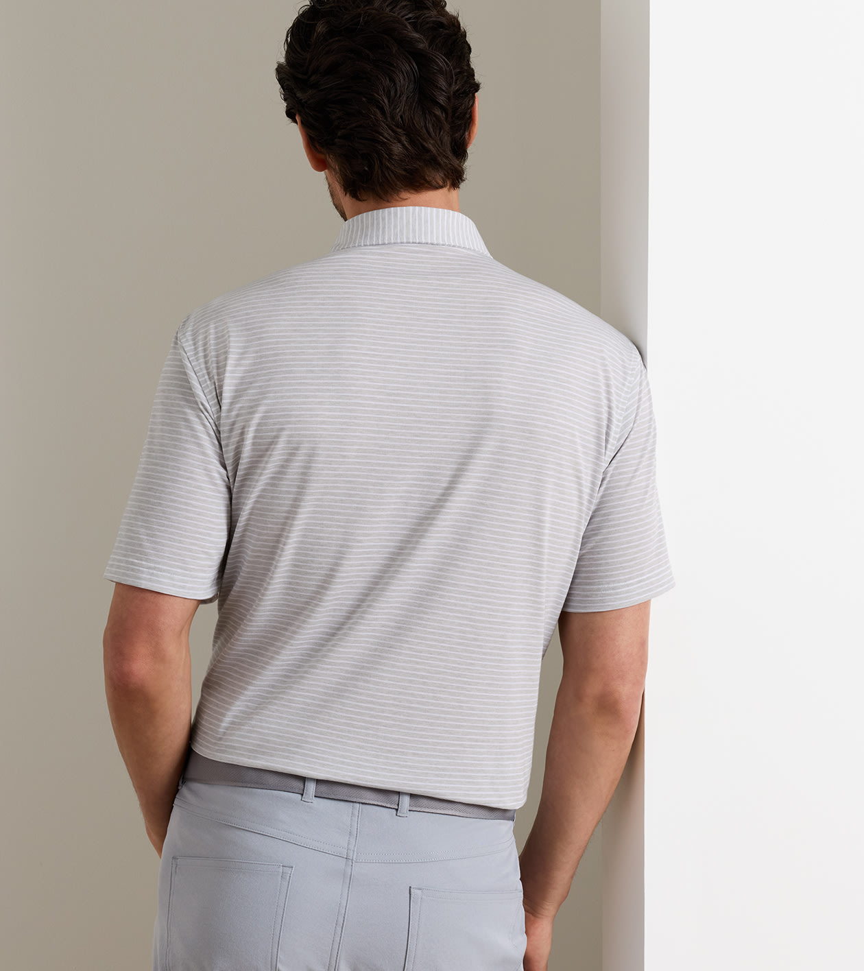 ETC Stripe Performance Jersey Polo in British Grey - Alternate Image 2