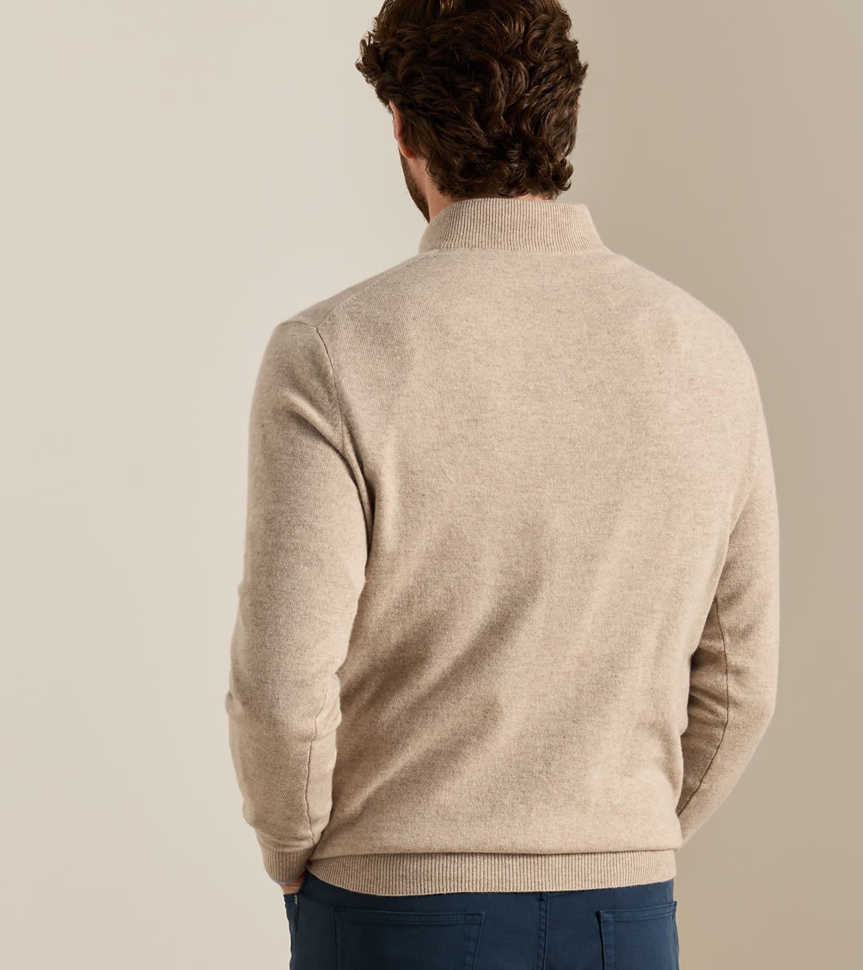 25th Anniversary Cashmere Quarter-Zip Jumper in TUMBLEWEED - Alternate Image 2
