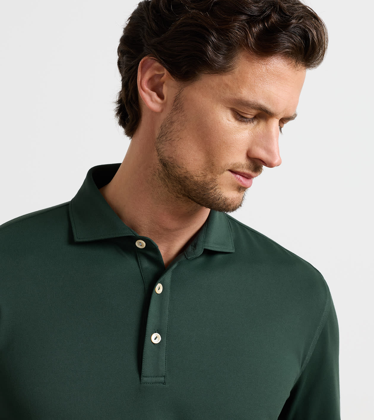 Lyons Performance Jersey Long-Sleeve Polo in PINE BROOK - Alternate Image 4