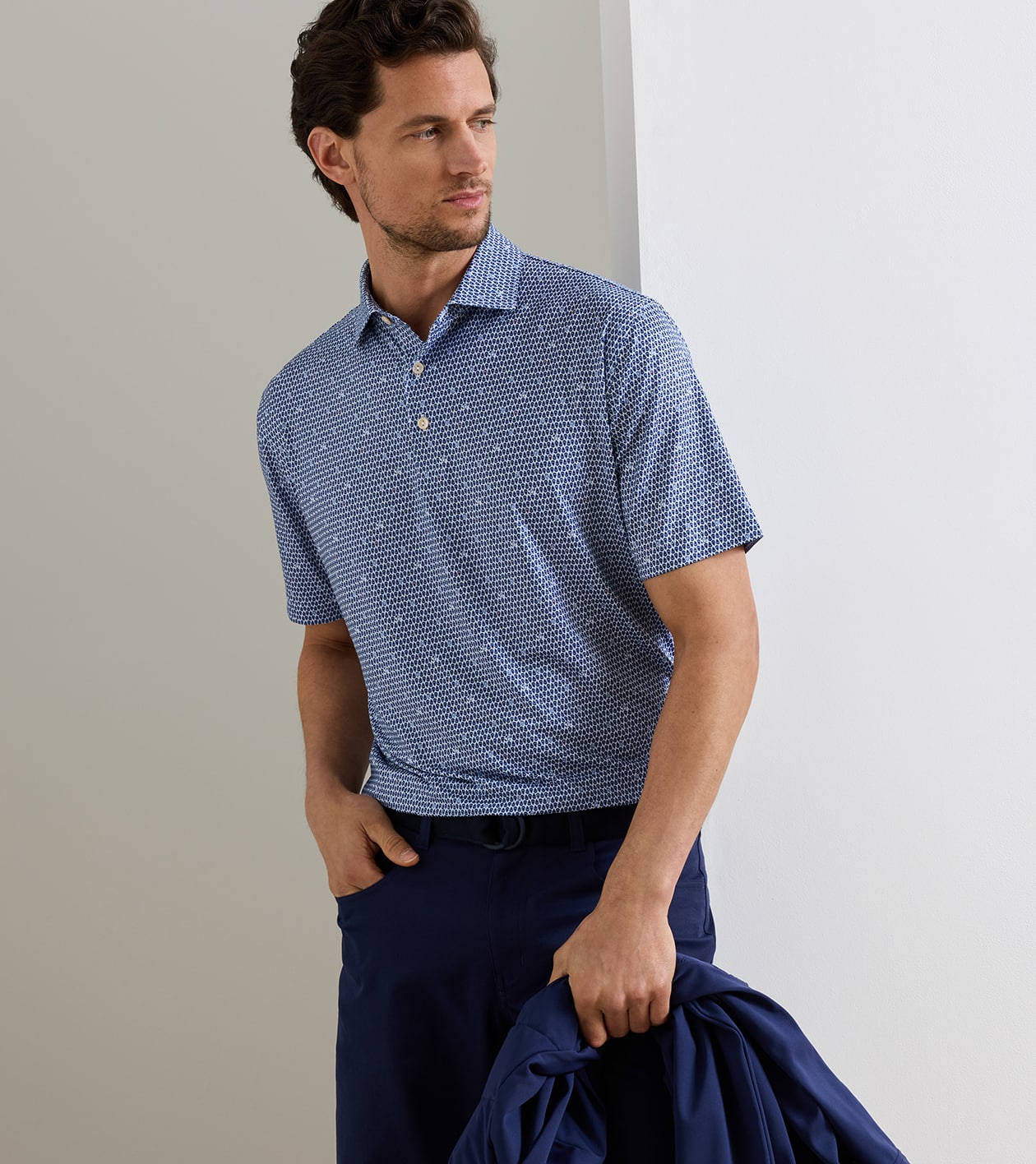 On The Half Shell Performance Jersey Polo in White - Alternate Image 1