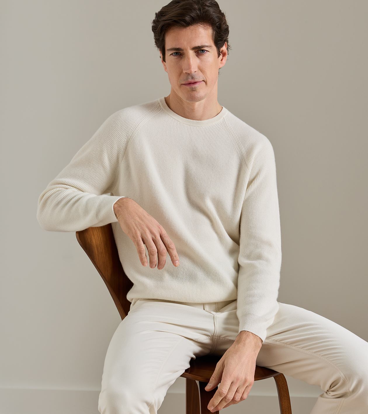 First Fleece Cashmere Crewneck Jumper in Almond - Alternate Image 3