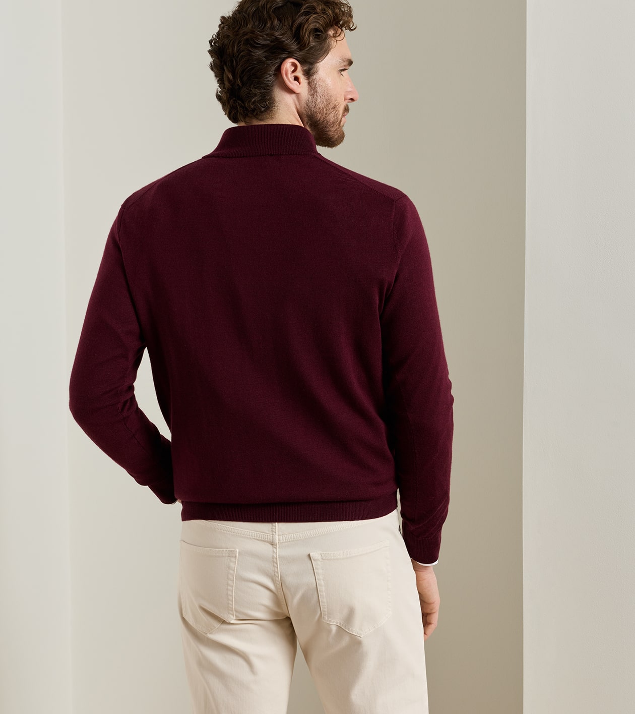 Autumn Crest Suede Trim Quarter-Zip in Bordeaux - Alternate Image 2
