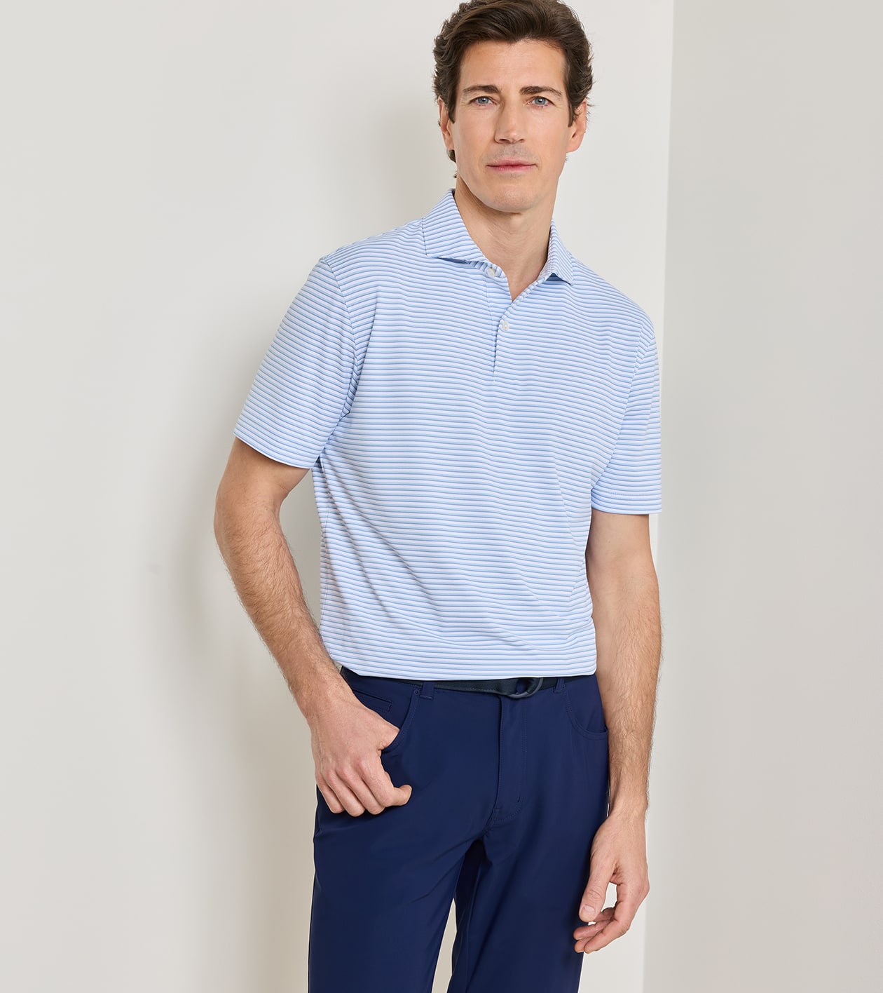 Tempo Performance Mesh Polo in White - Alternate Image 1
