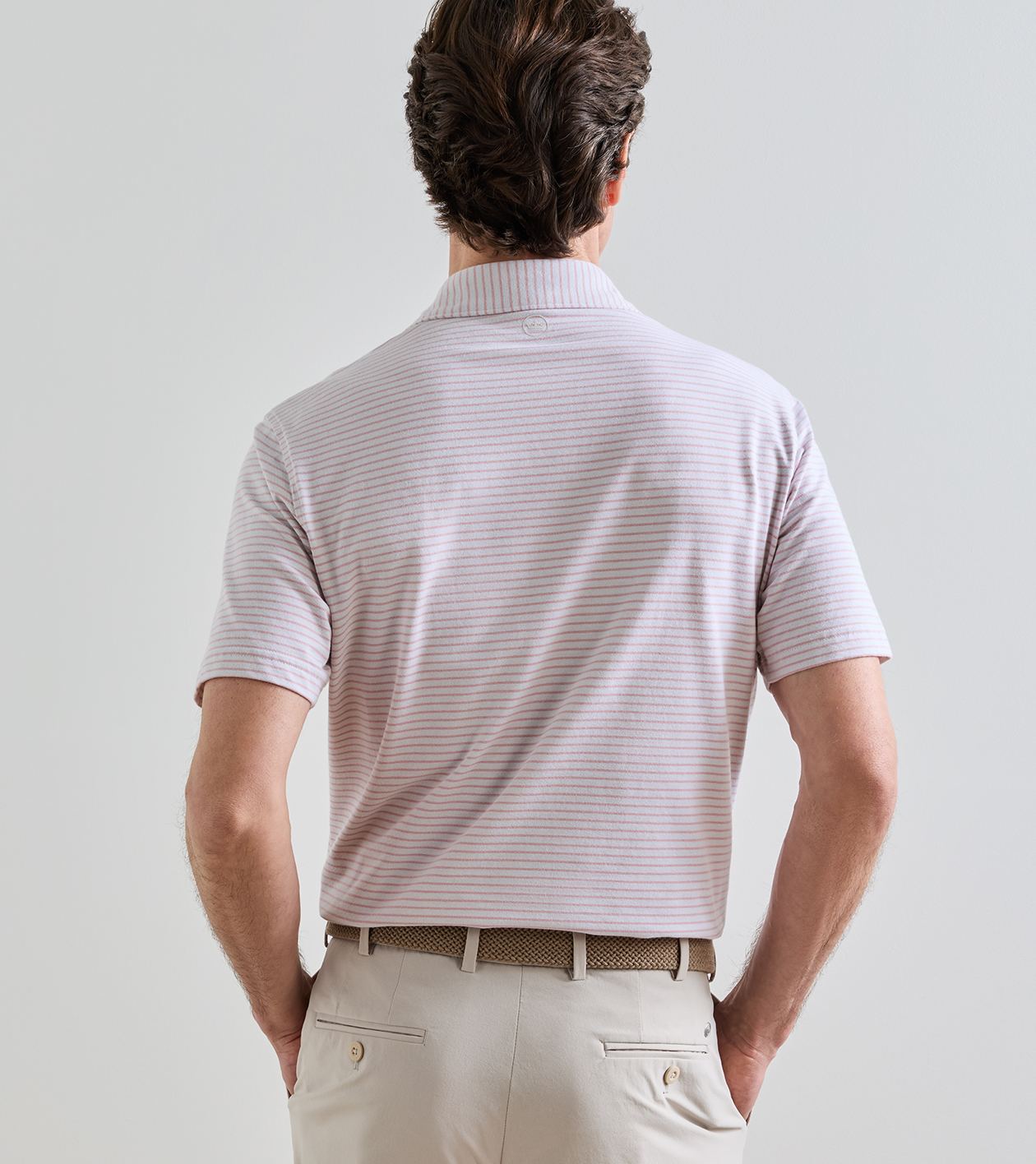 Albatross Stripe Cotton-Blend Piqu&eacute; Polo in GREY MIST - Alternate Image 2
