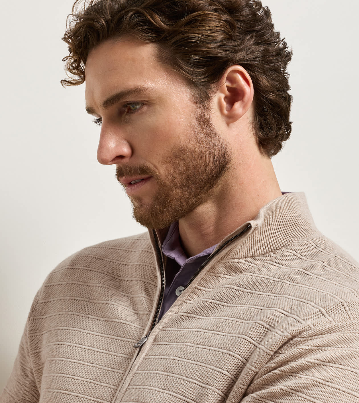 Pacific Full Zip Sweater in Stone - Alternate Image 3