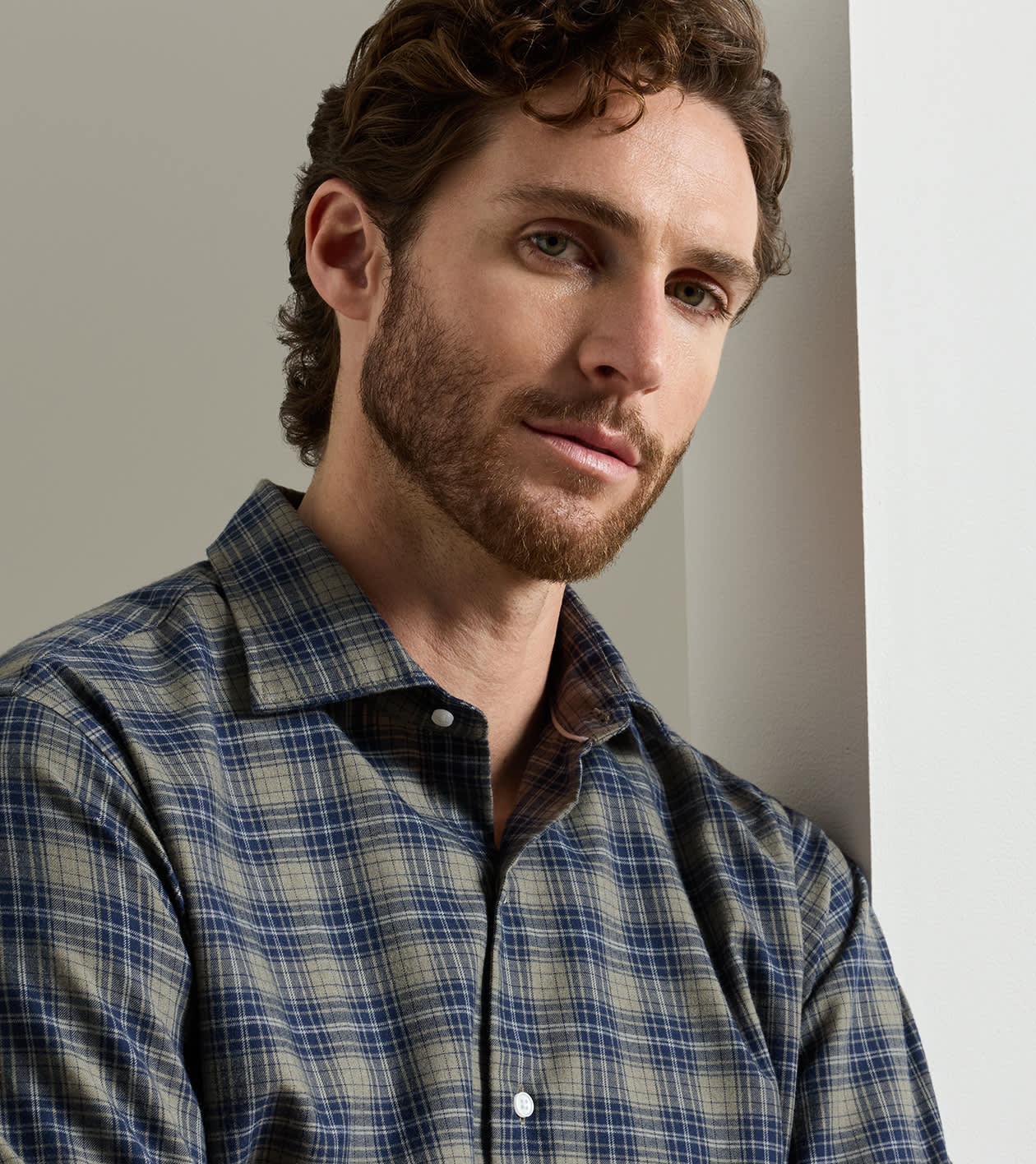 Dean Performance Flannel Sport Shirt in FATIGUE - Alternate Image 3