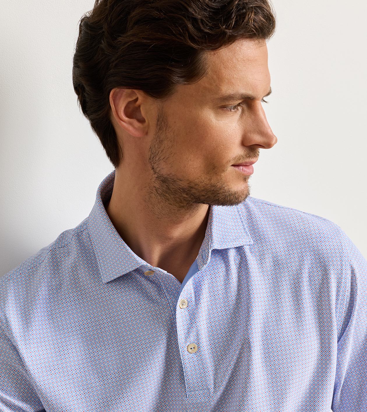 Mosaic Performance Mesh Polo in Estate Blue - Alternate Image 4