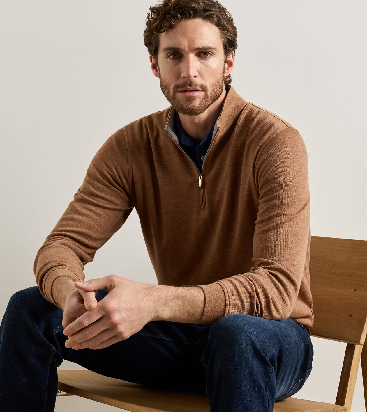 Crown Comfort Quarter-Zip Pullover in Dark Amber - Alternate Image 1