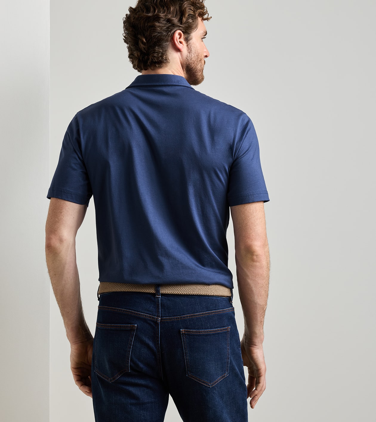 Crown Flex Cotton Short-Sleeve Polo in ATLANTIC NAVY - Alternate Image 2