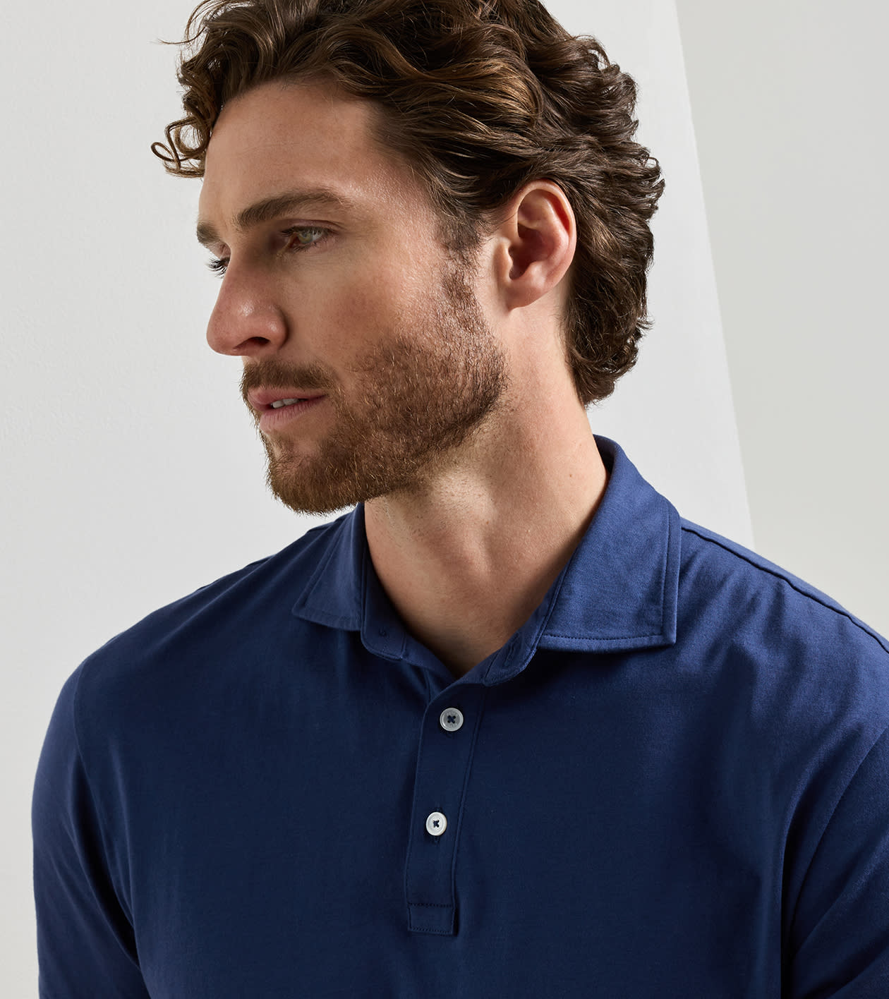 Crown Flex Cotton Short-Sleeve Polo in ATLANTIC NAVY - Alternate Image 3