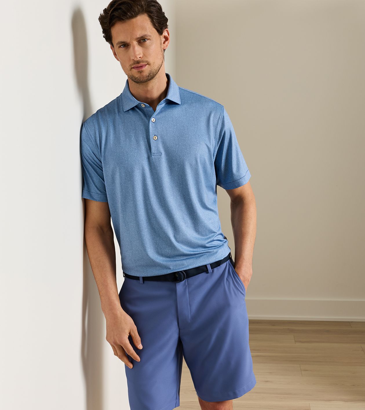 Herringbone Performance Jersey Polo in BALI BLUE - Alternate Image 1