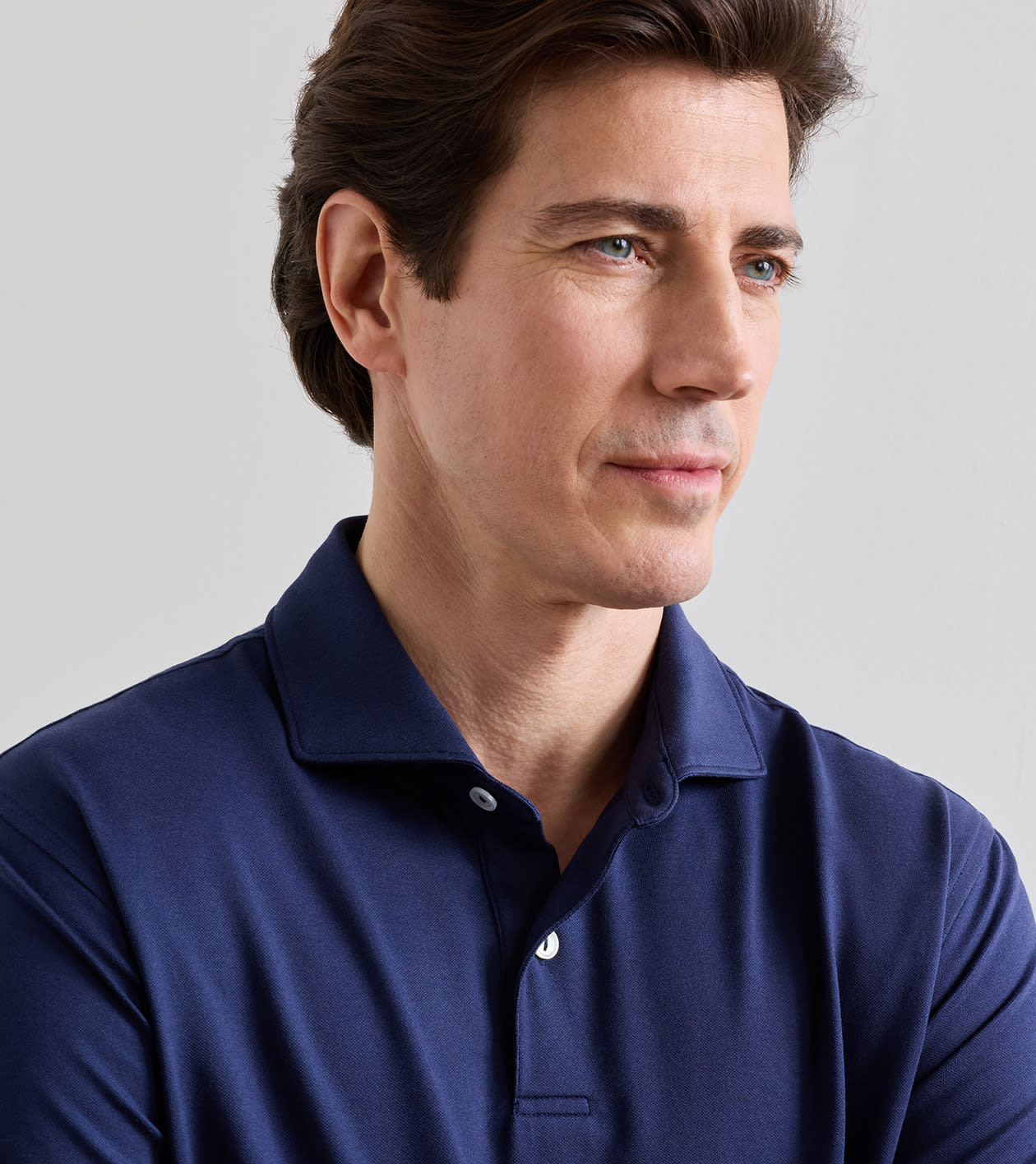 Albatross Cotton-Blend Piqu&eacute; Polo in Navy - Alternate Image 4
