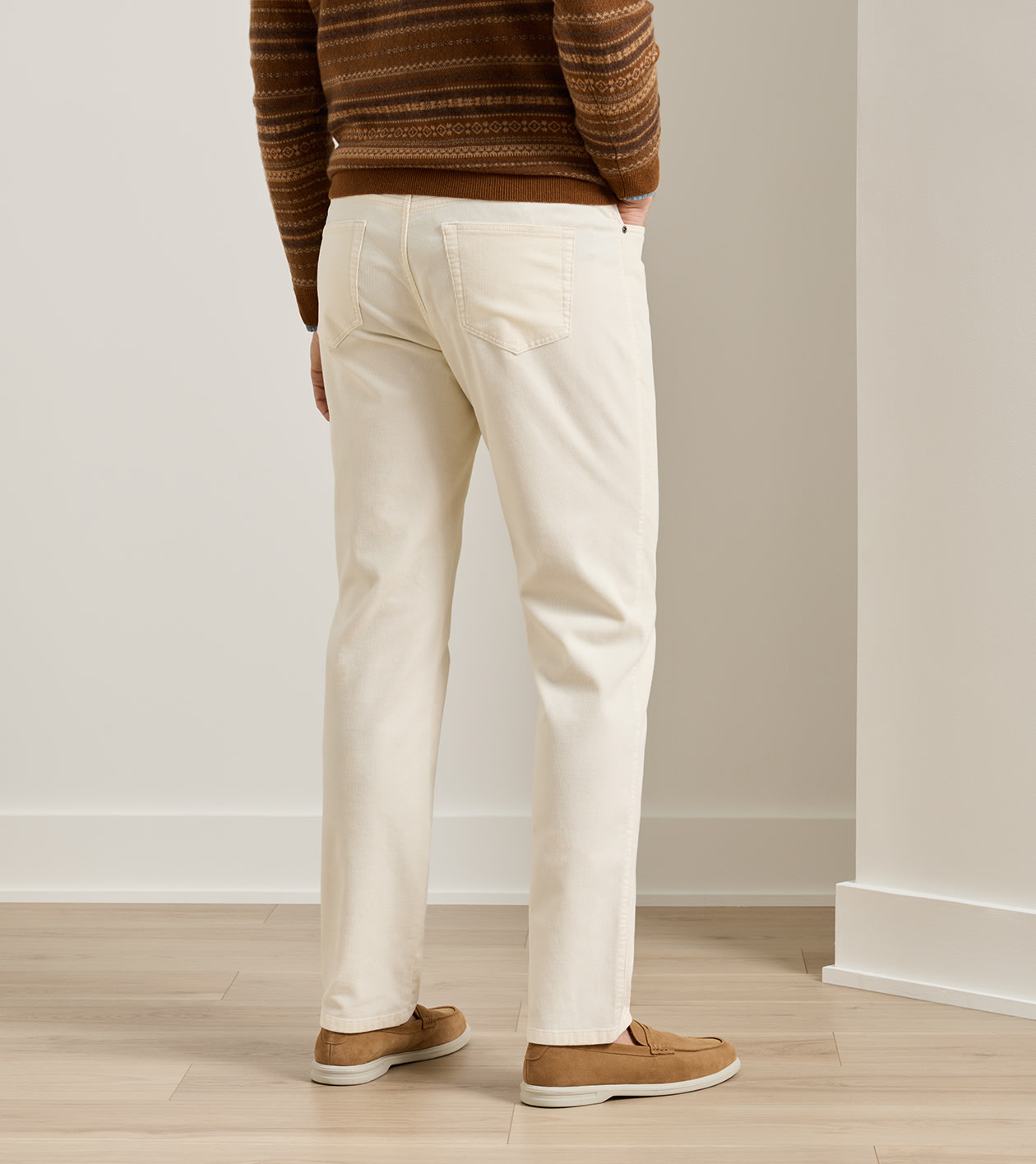 Classic Comfort Corduroy Five Pocket Pant in Ivory - Alternate Image 2