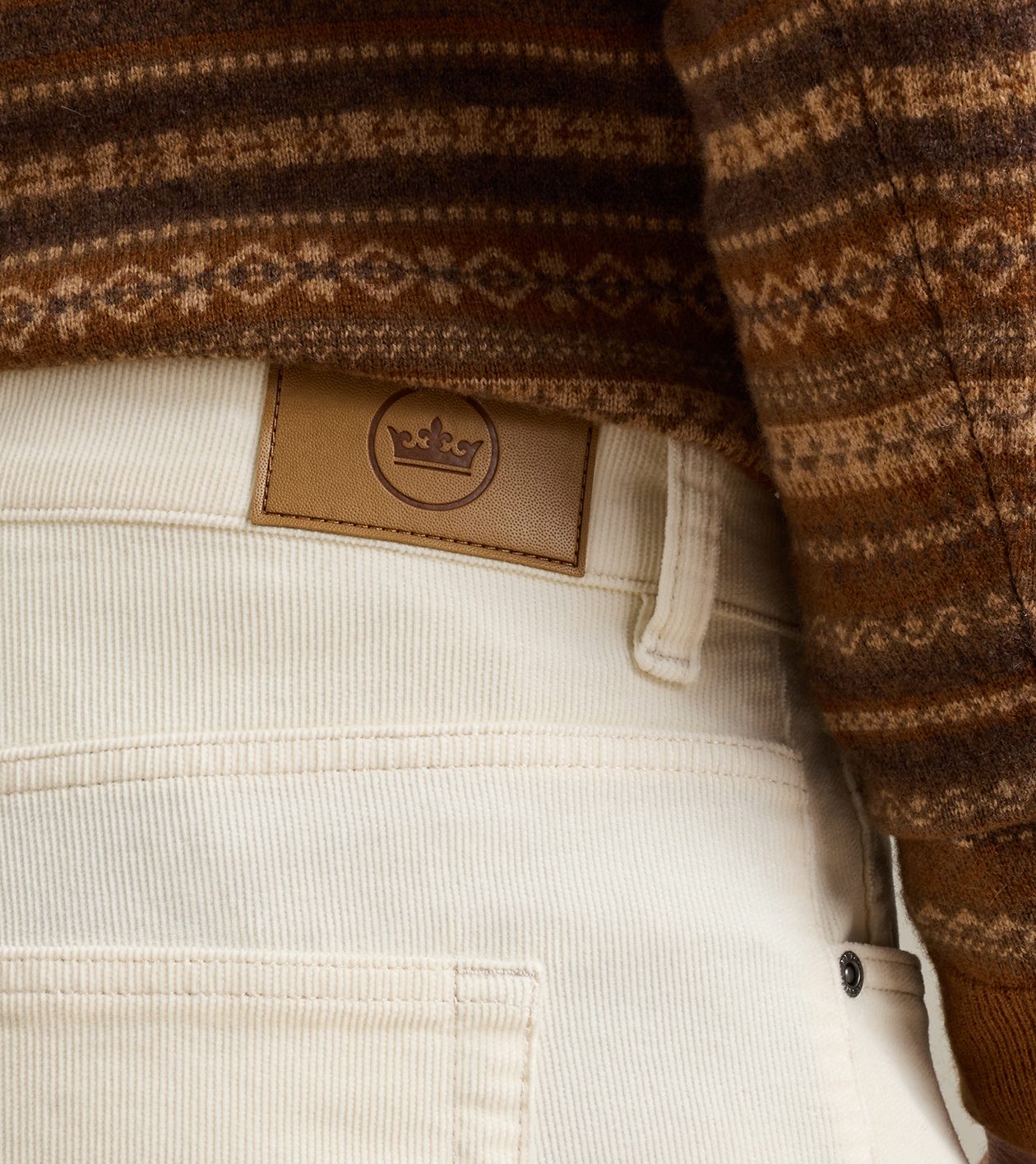Classic Comfort Corduroy Five Pocket Pant in Ivory - Alternate Image 3