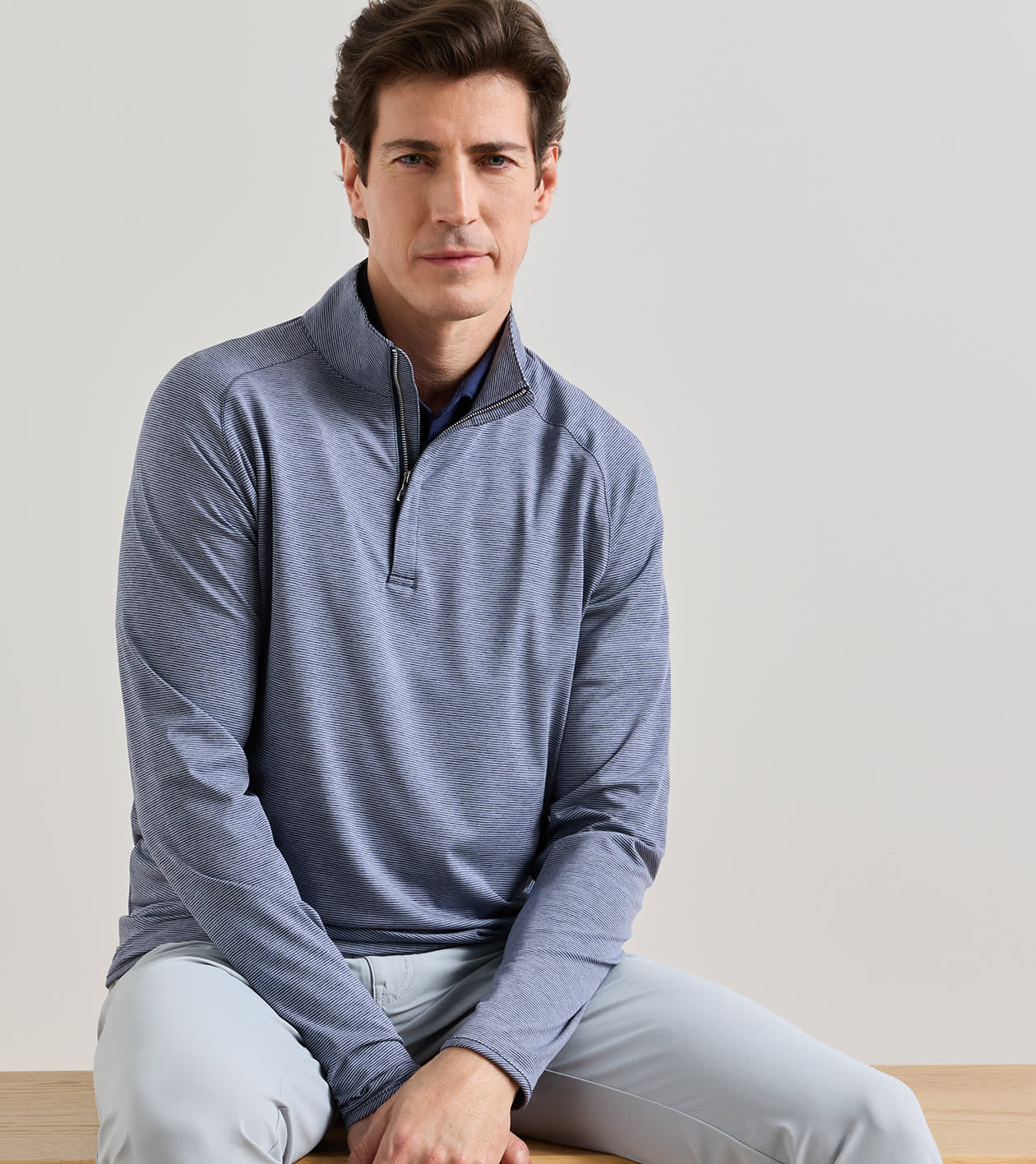 Stealth Stripe Performance Quarter-Zip in Navy - Alternate Image 1