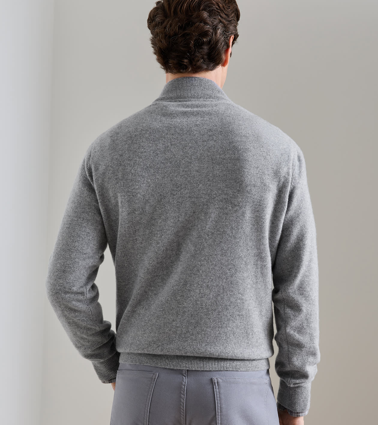 Artisan Crafted Cashmere Flex Quarter-Zip in Gale Grey - Alternate Image 2