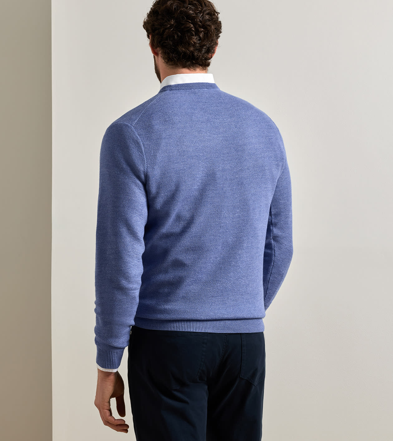 Autumn Crest Honeycomb Crewneck Jumper in BLUE FREESIA - Alternate Image 2